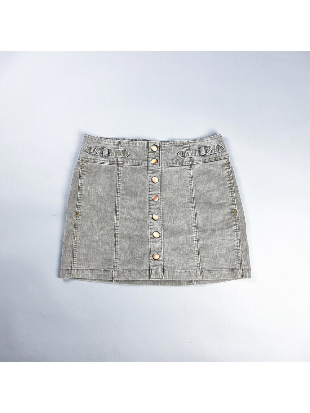 Y2K Grey Button-Front Corduroy Mini Skirt by Gap